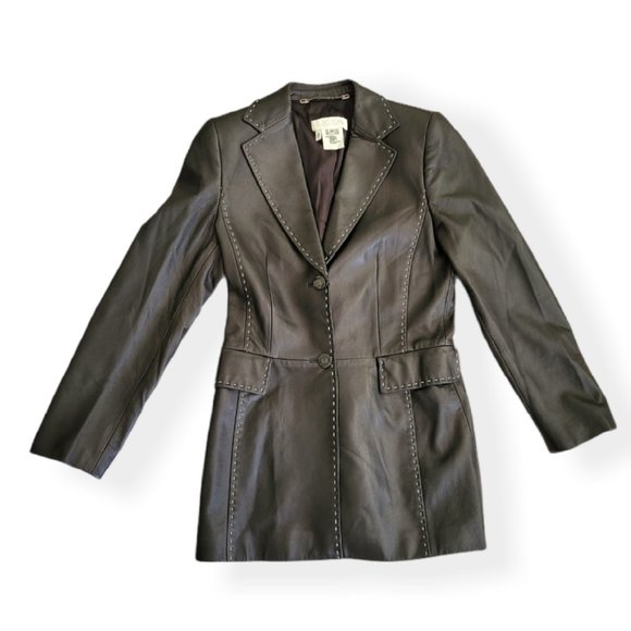 Escada Lambskin Leather Jacket with White Stitch - Picture 5 of 6